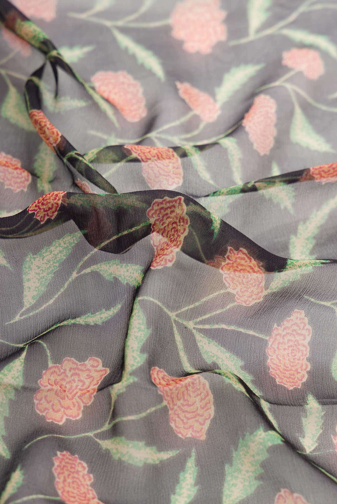 Black Mysore Chiffon Saree