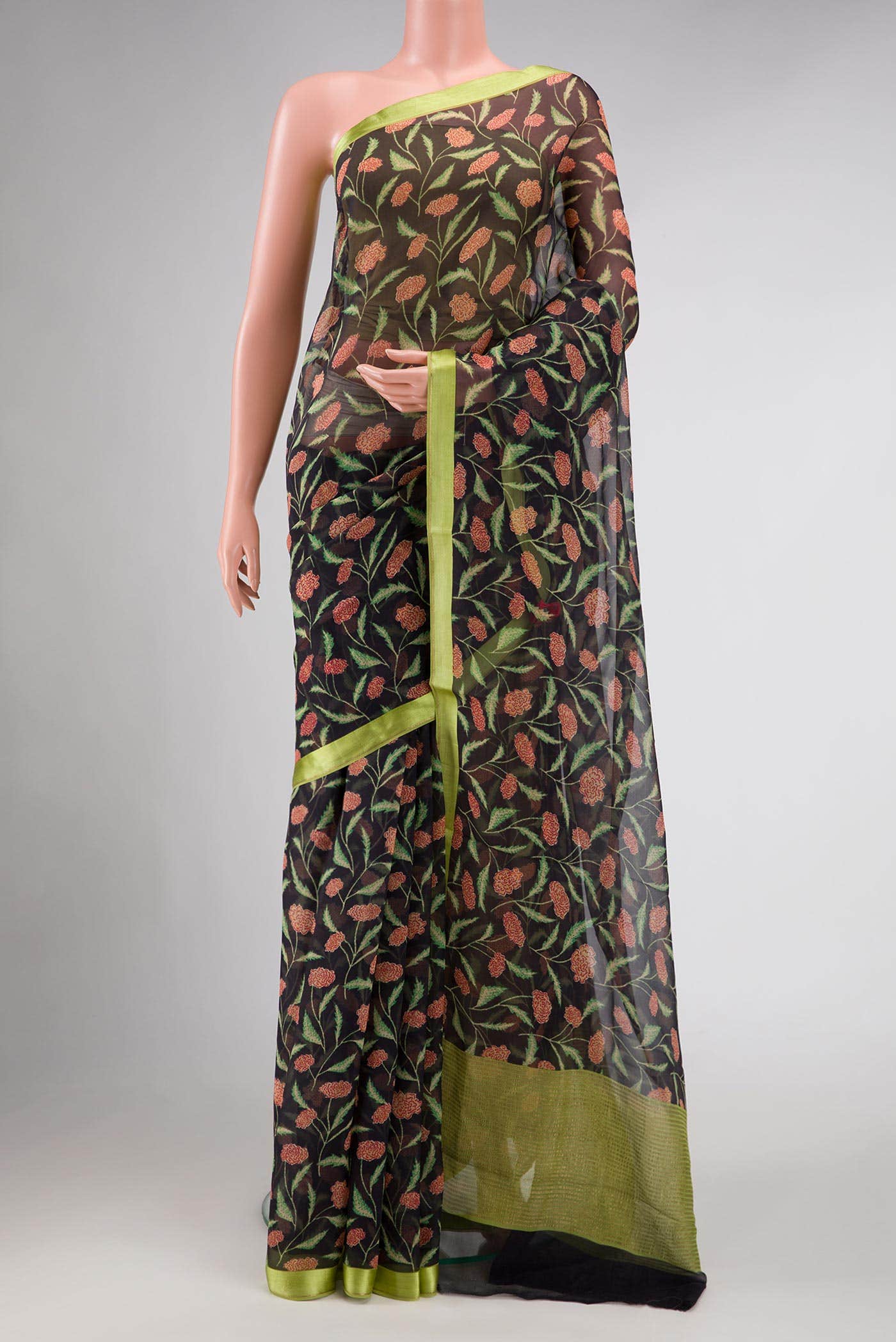Black Mysore Chiffon Saree