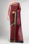 Maroon Tussar Silk Saree