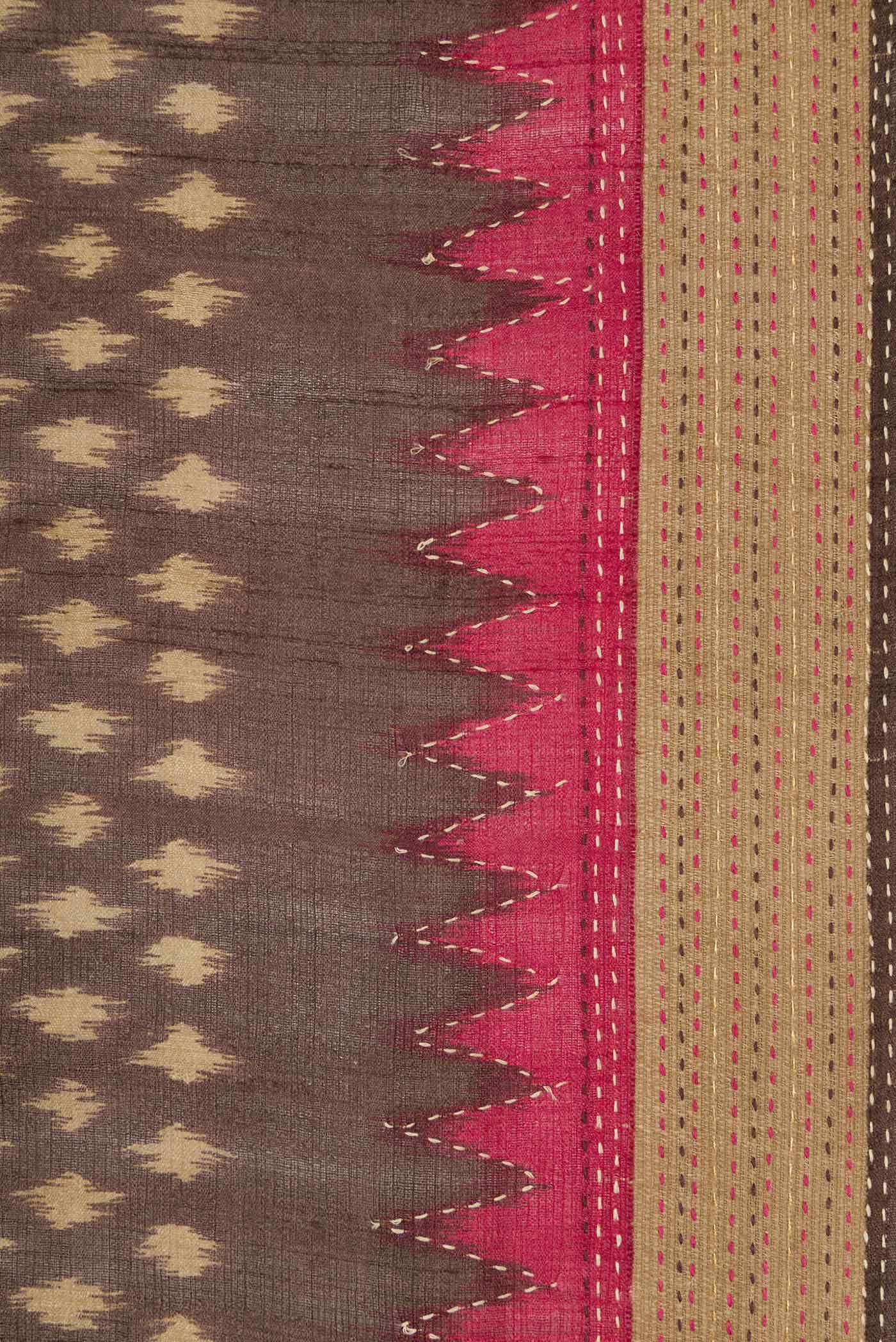 Brown Tussar Silk Saree