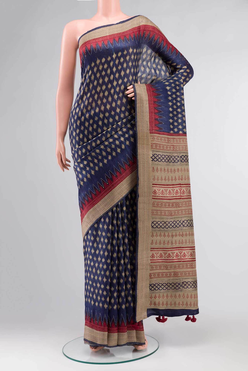 Blue Bhagalpuri Tussar Silk Saree