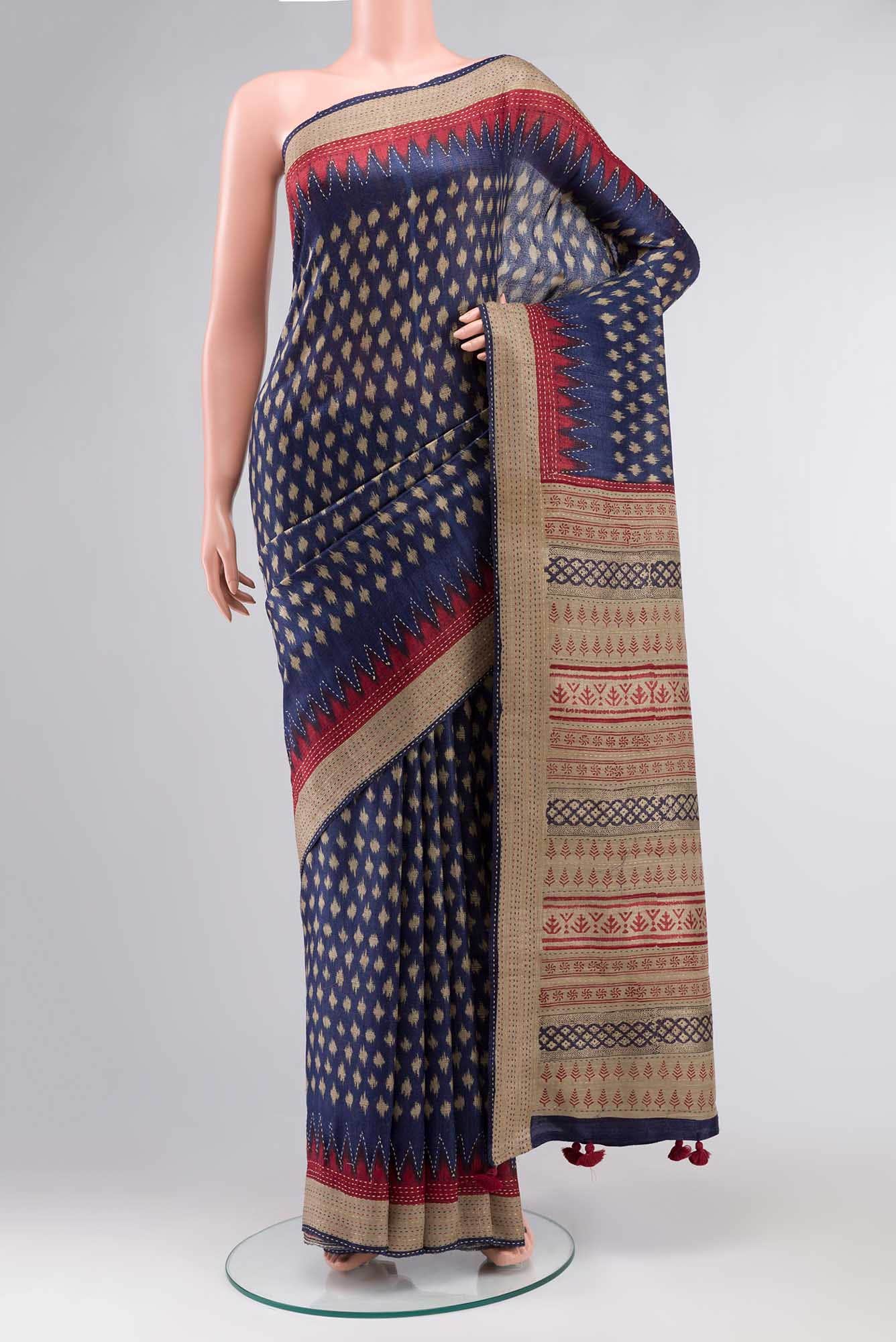 Blue Bhagalpuri Tussar Silk Saree