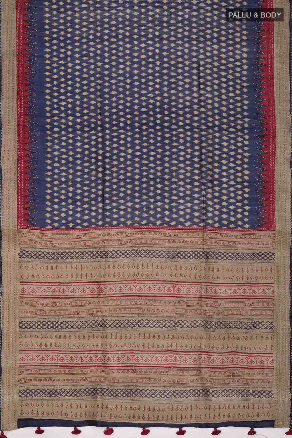 Blue Bhagalpuri Tussar Silk Saree