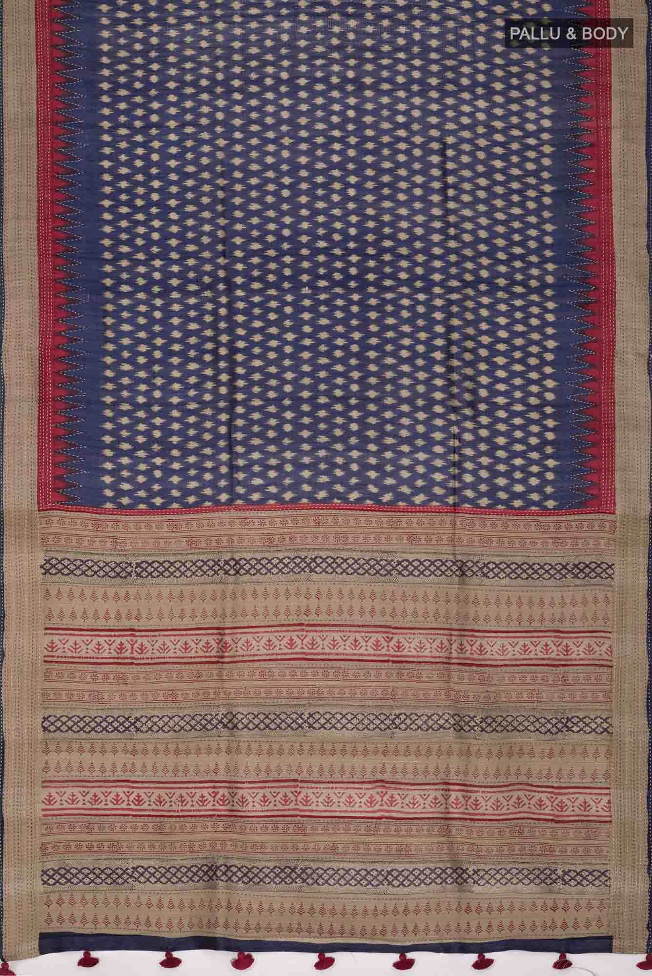 Blue Bhagalpuri Tussar Silk Saree