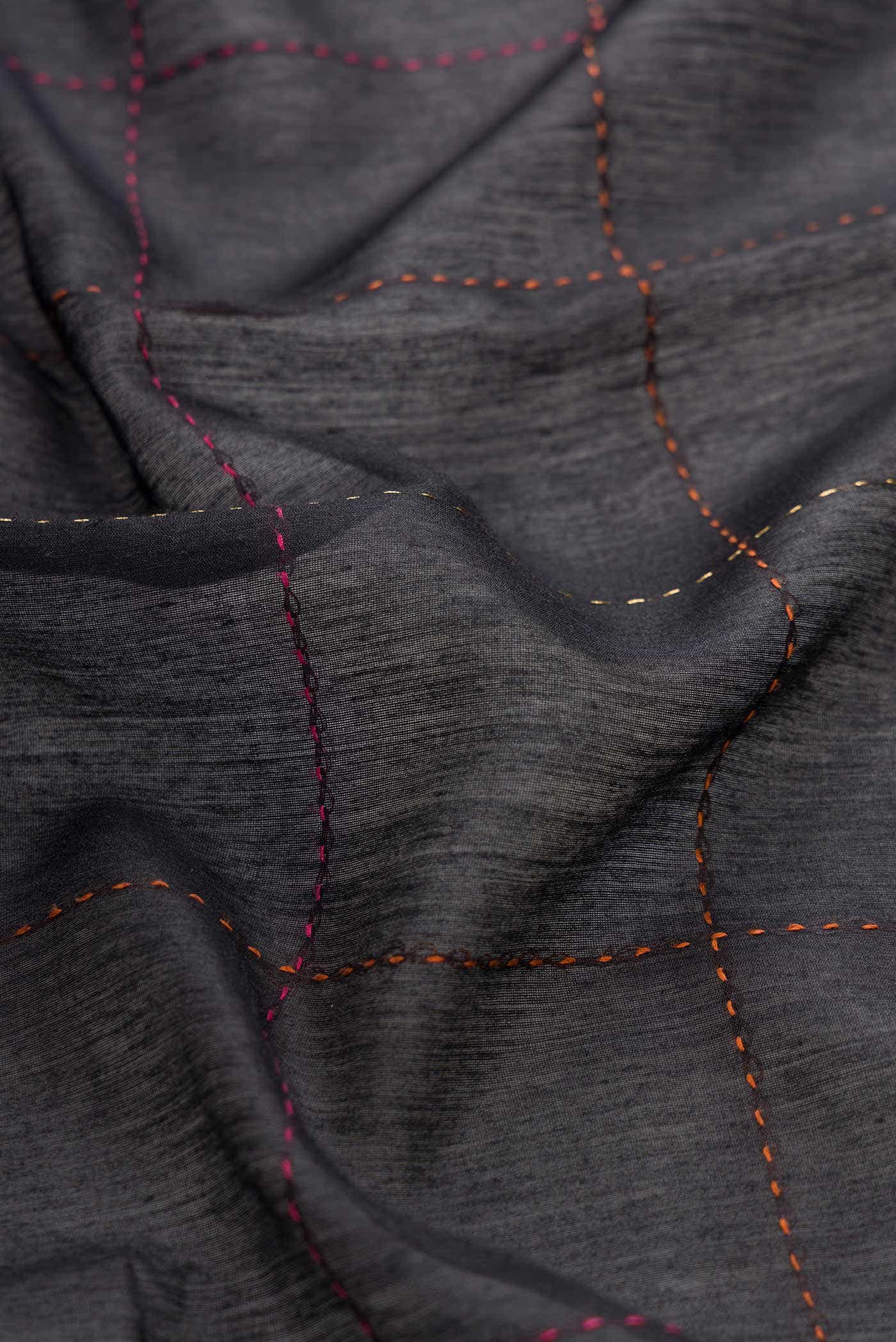 Black Dual Tone Tussar Silk Saree