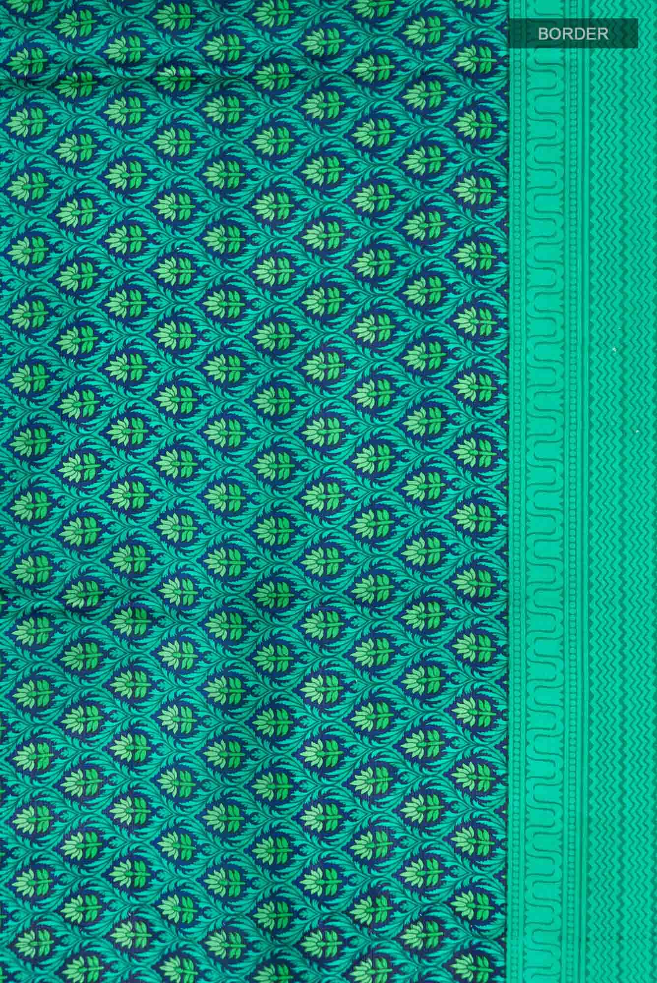 Blue Printed Silk Saree
