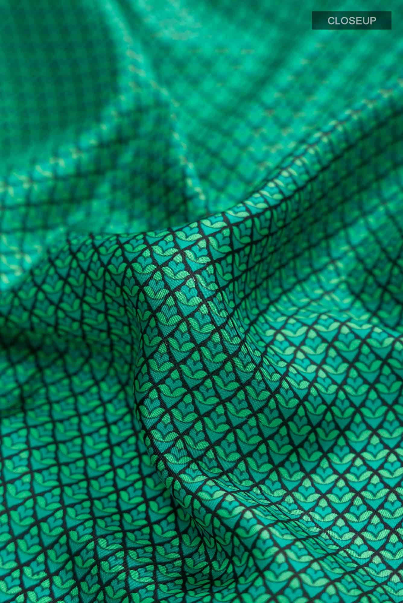 Blue Printed Silk Saree