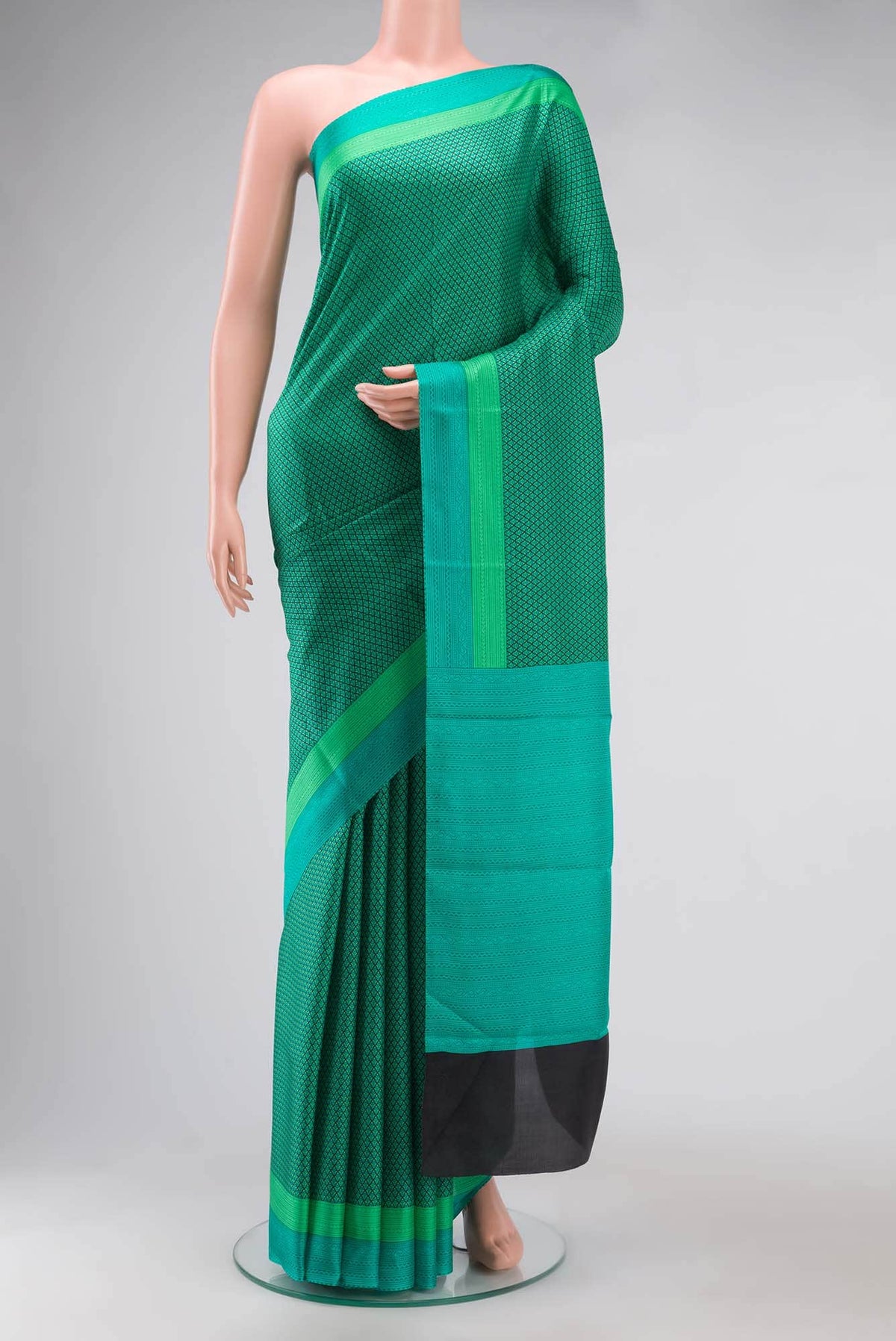 Sea Green Printed Silk Saree