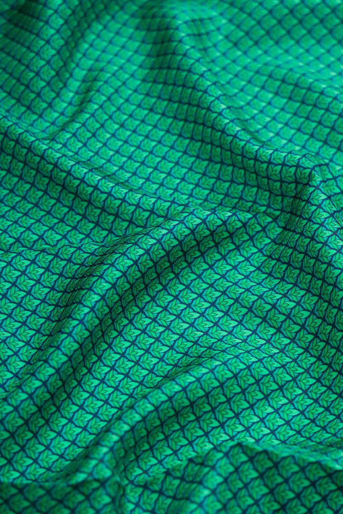 Green Dual Tone Printed Silk Saree