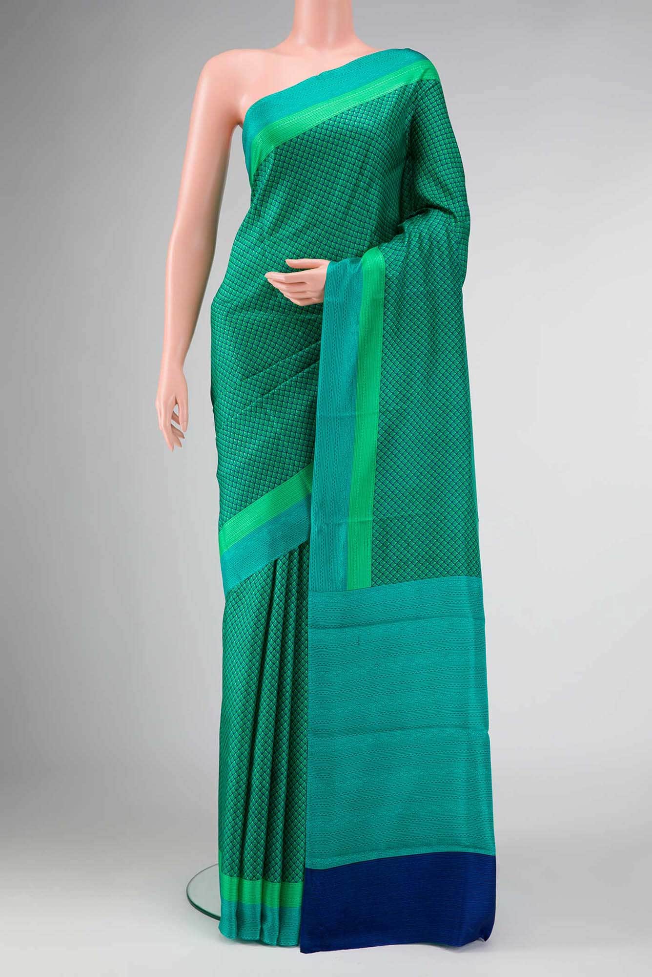 Green Dual Tone Printed Silk Saree
