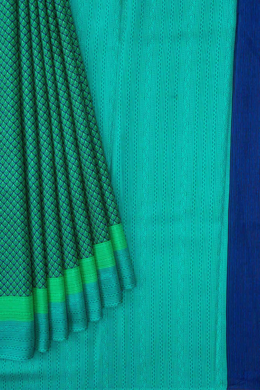Green Dual Tone Printed Silk Saree