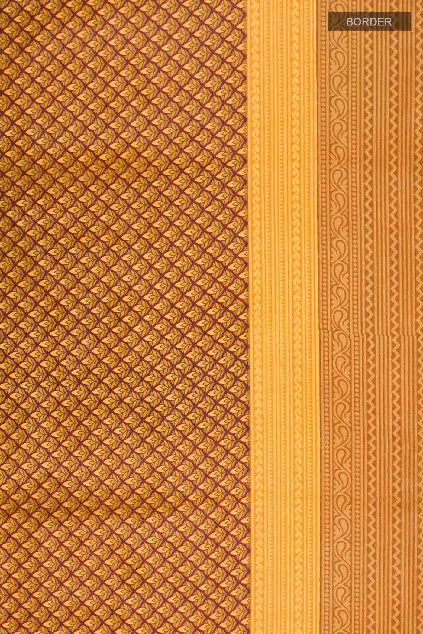 Brown Printed Silk Saree