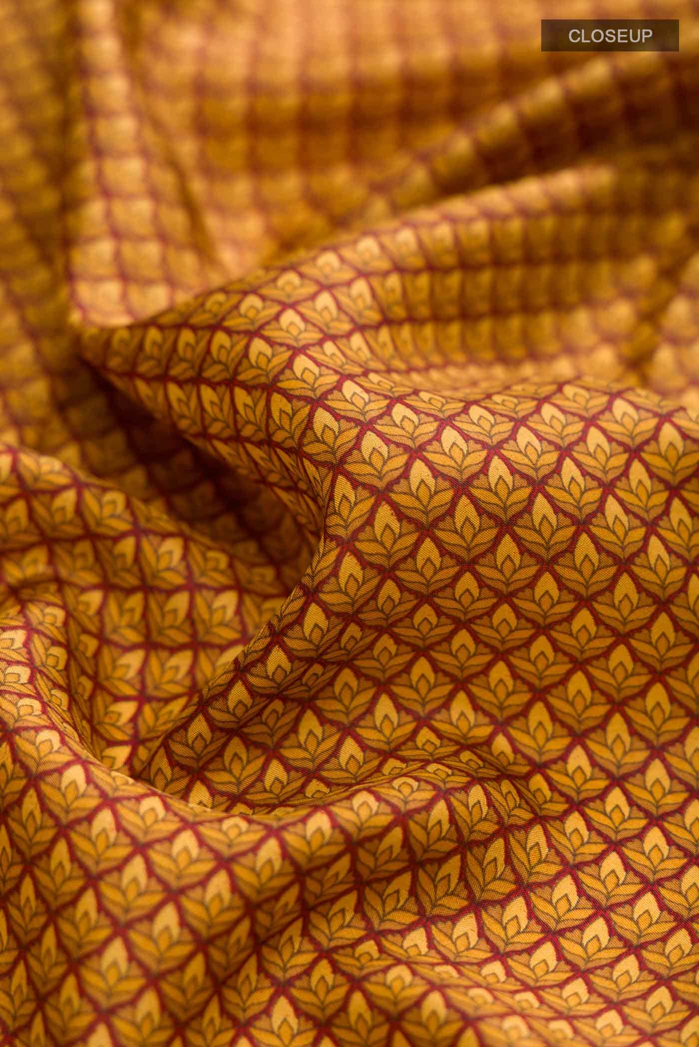 Brown Printed Silk Saree