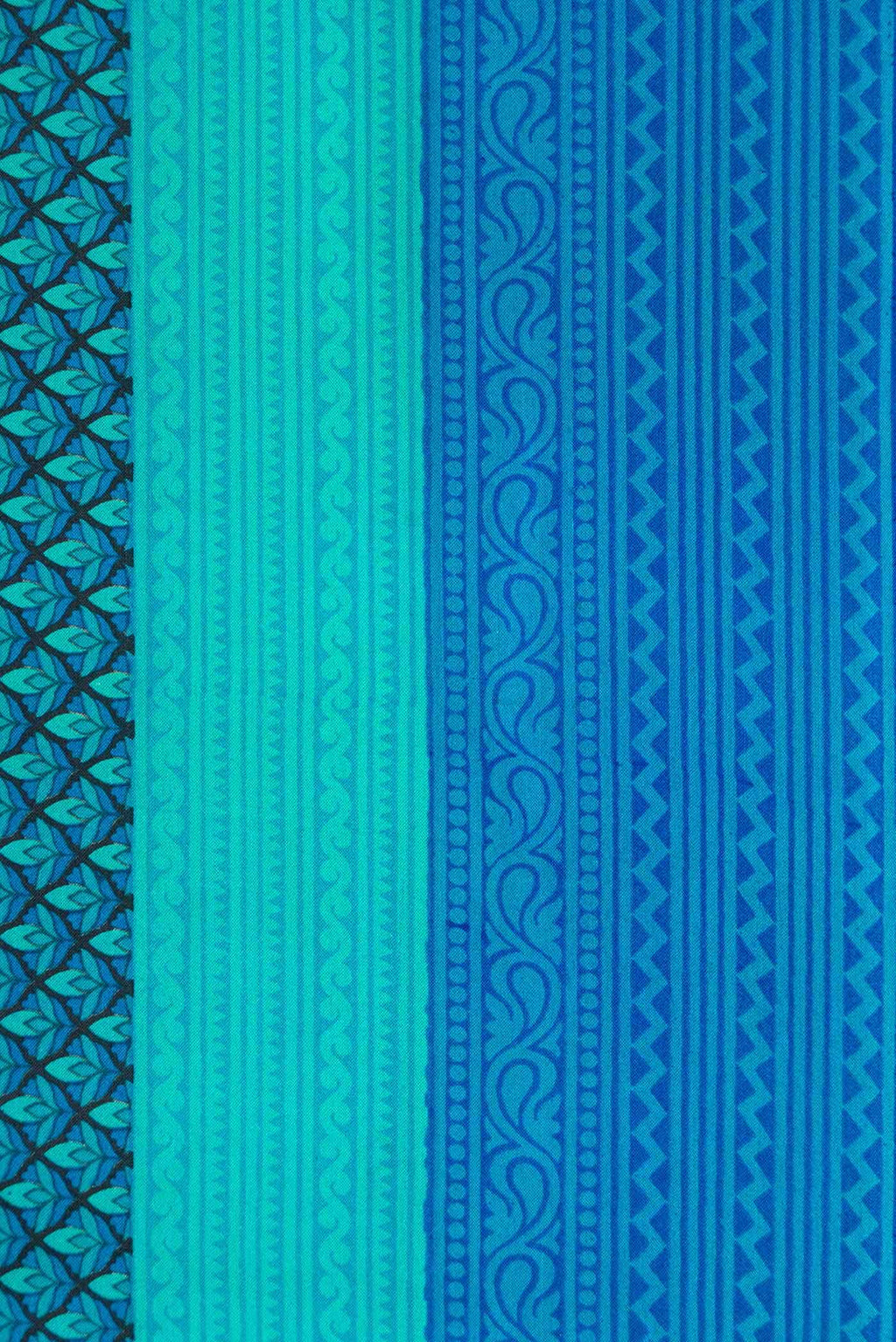 Aqua Blue Printed Silk Saree