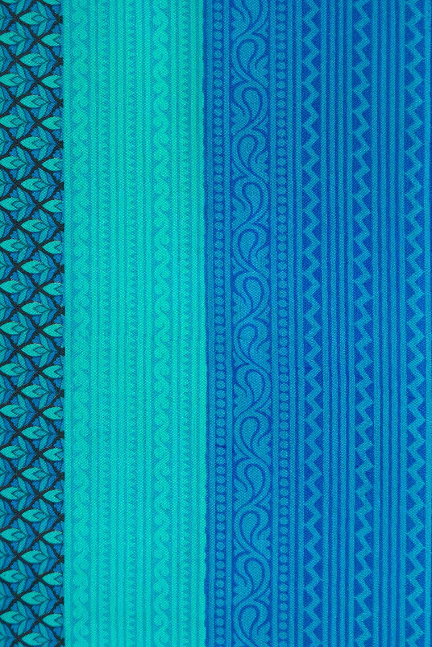 Aqua Blue Printed Silk Saree