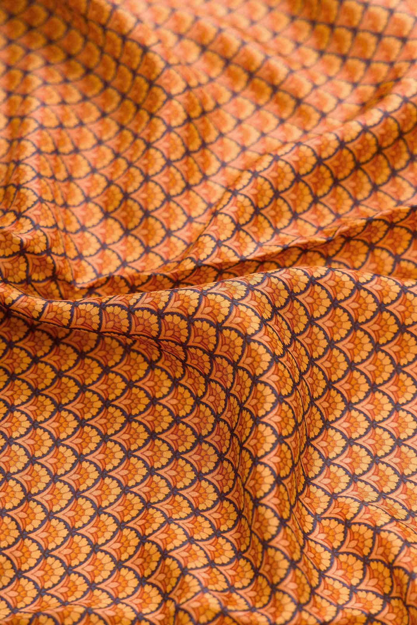 Navy Blue Printed Silk Saree