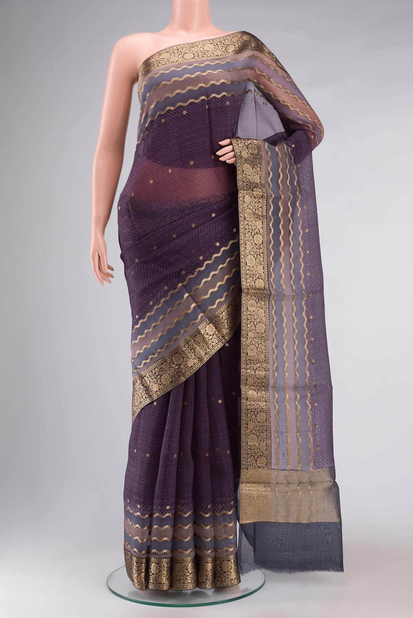 Purple Organza Silk Saree
