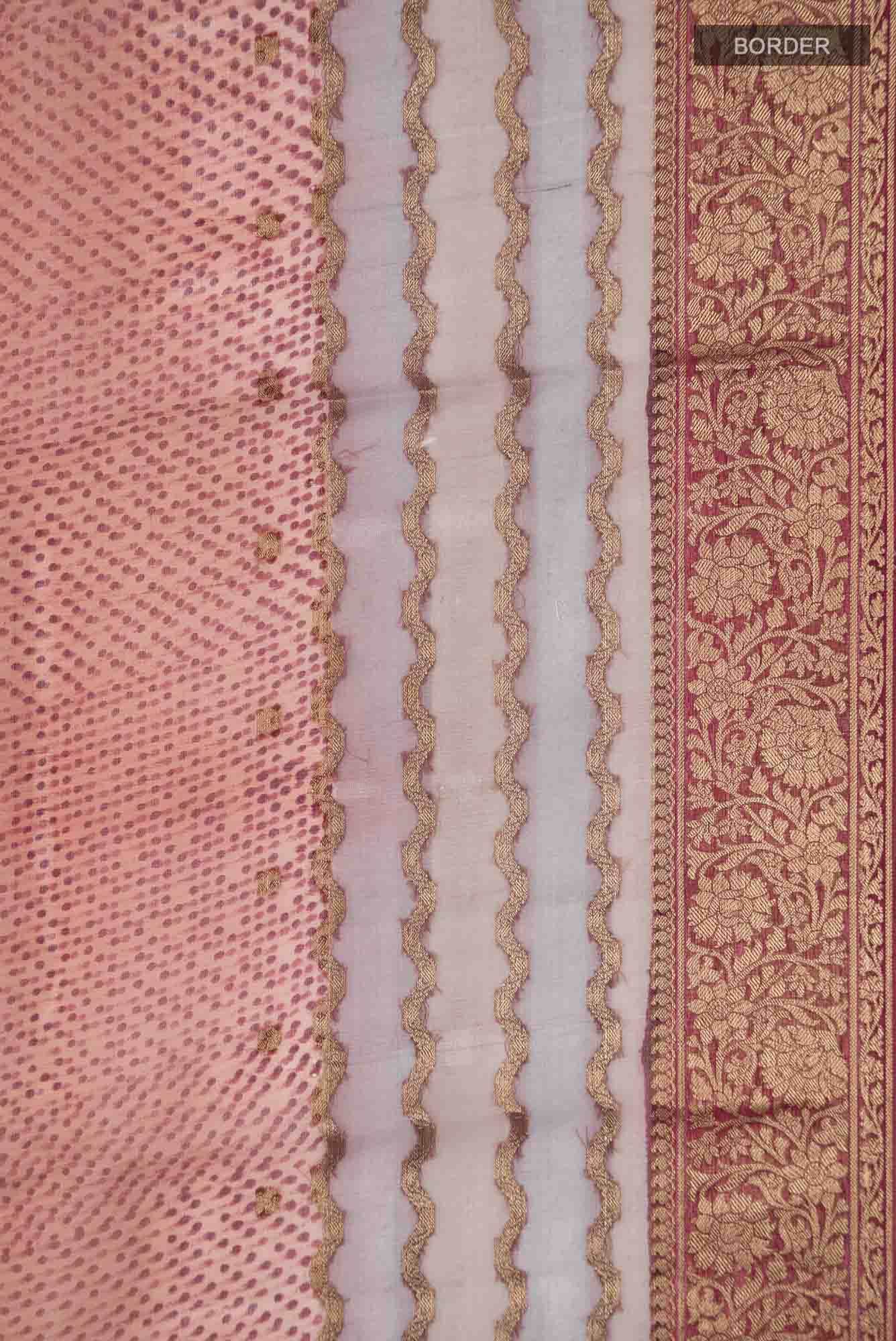 Peach Organza Silk Saree