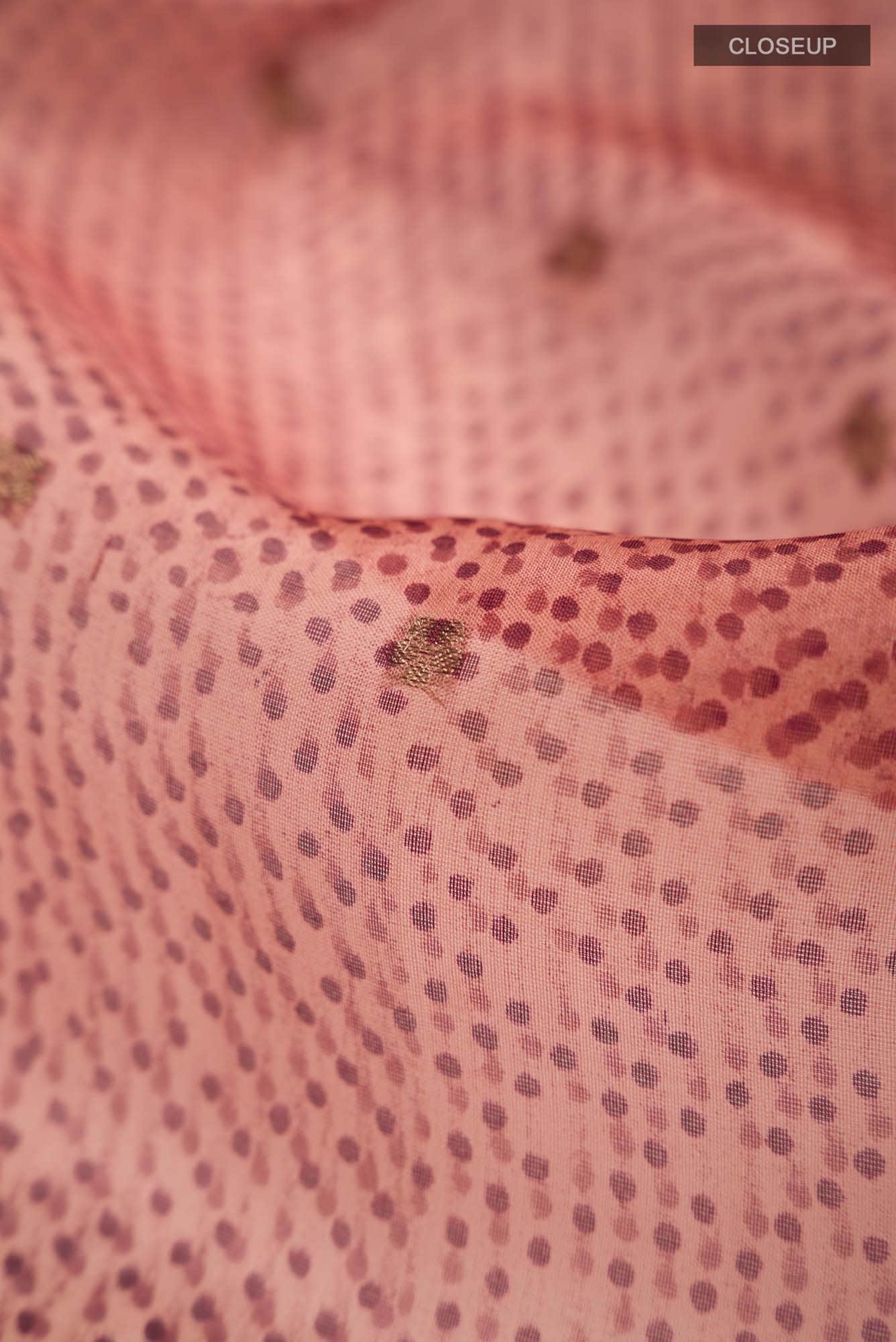 Peach Organza Silk Saree