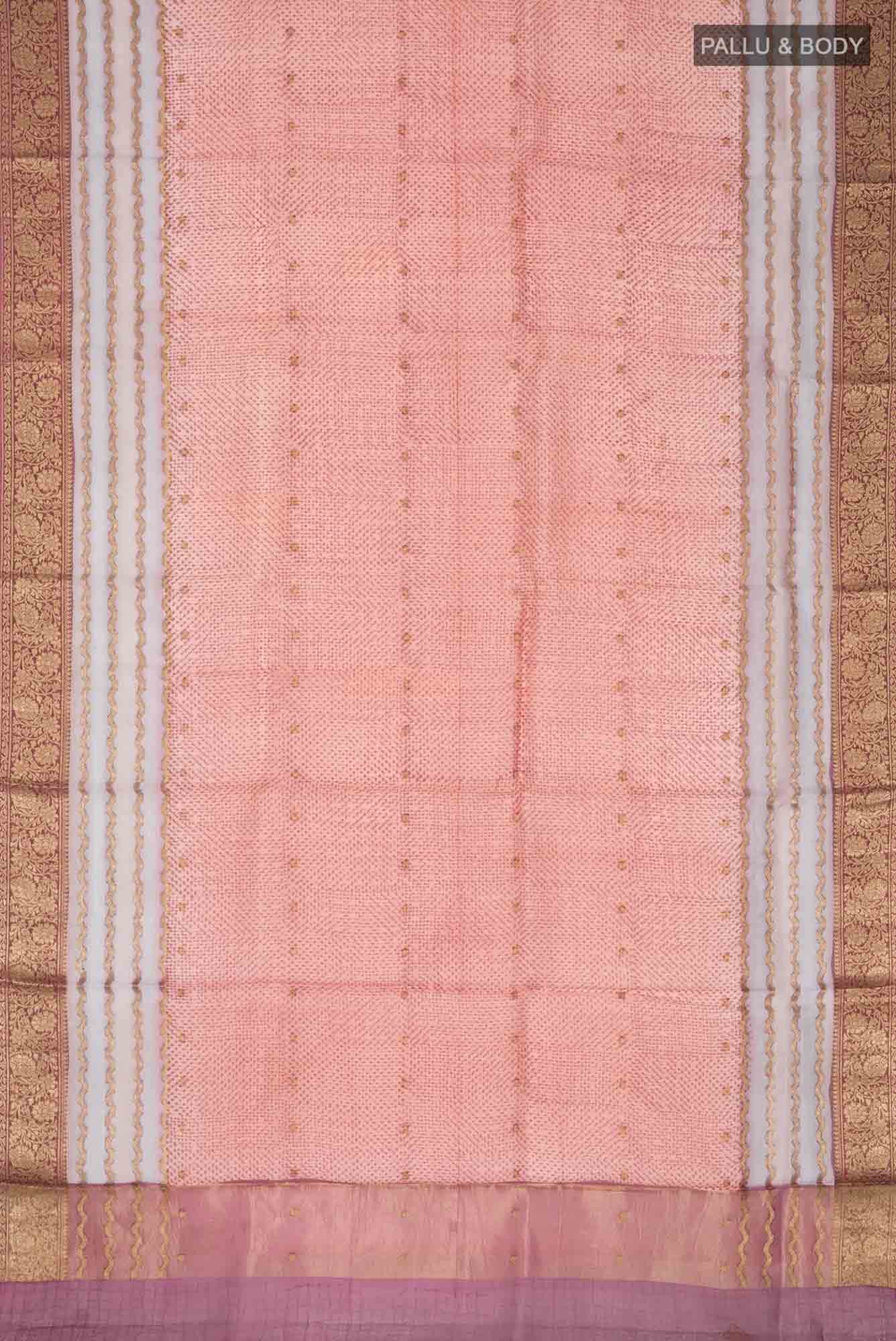 Peach Organza Silk Saree