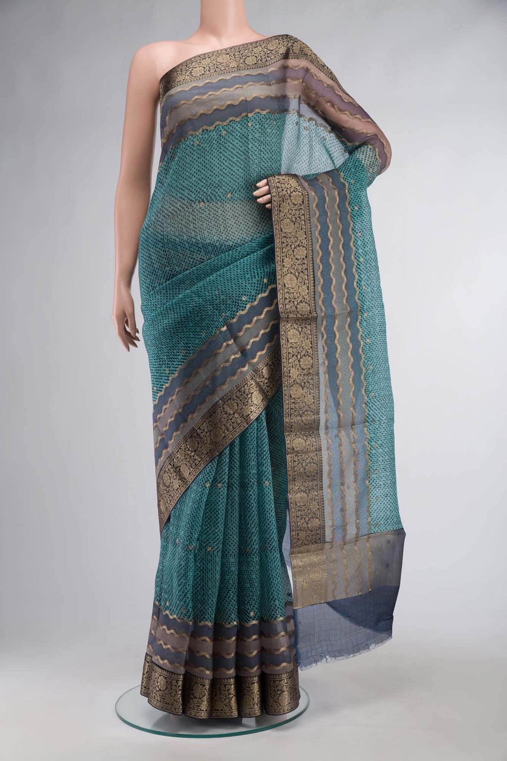 Blue Organza Silk Saree