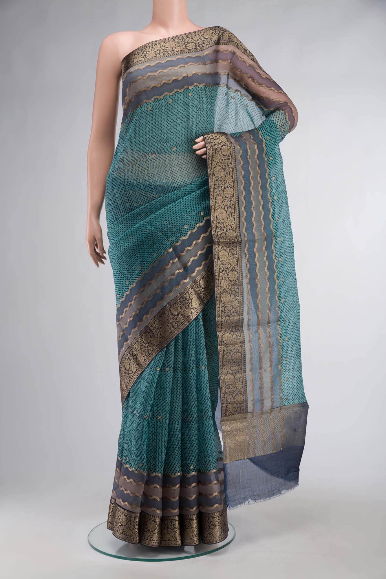 Blue Organza Silk Saree