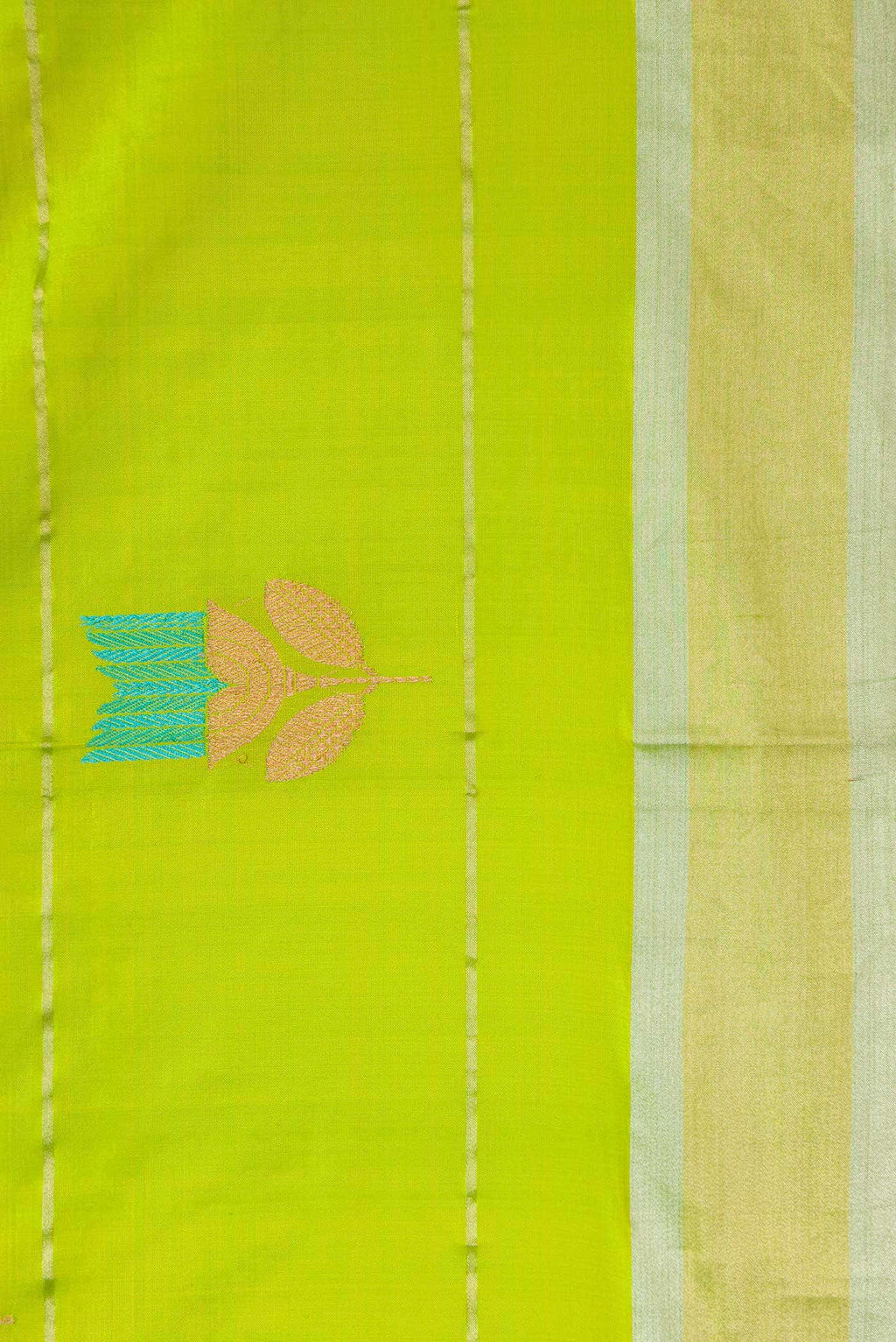 Parrot Green Dual Tone Banarasi Silk Saree