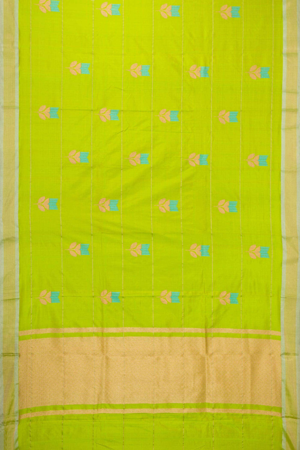 Parrot Green Dual Tone Banarasi Silk Saree