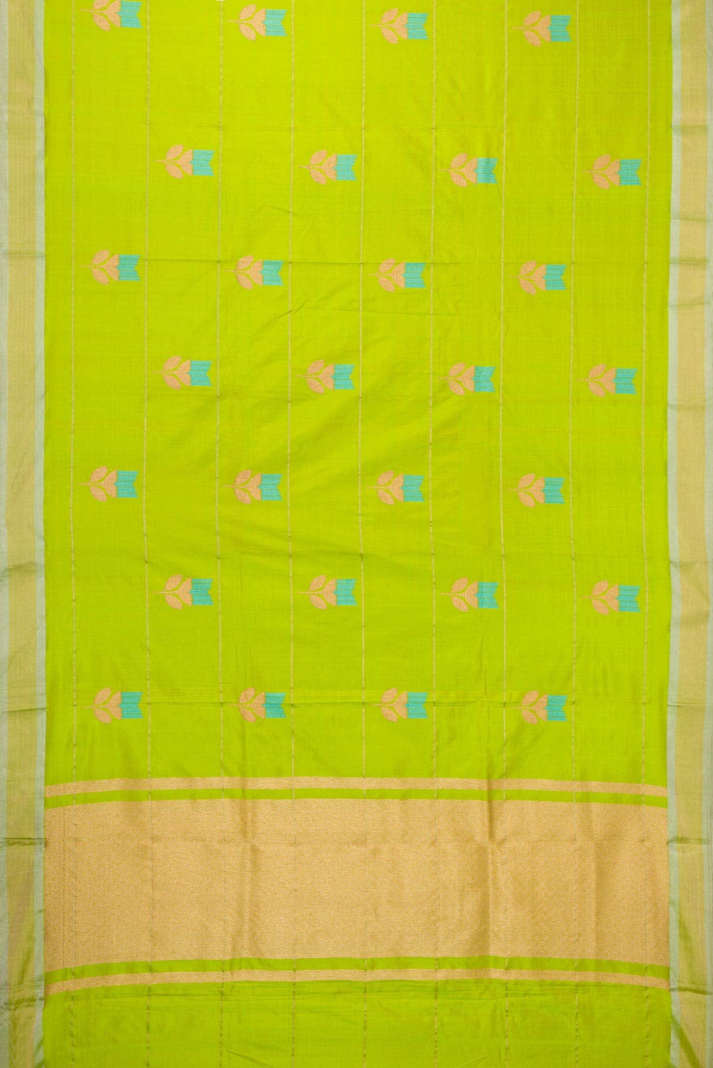 Parrot Green Dual Tone Banarasi Silk Saree