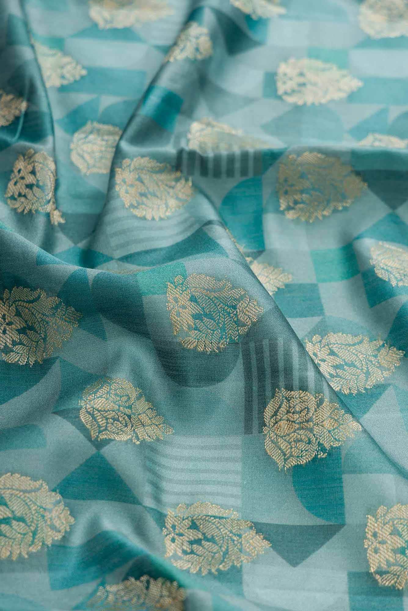 Blue Dual Tone Tussar Silk Saree