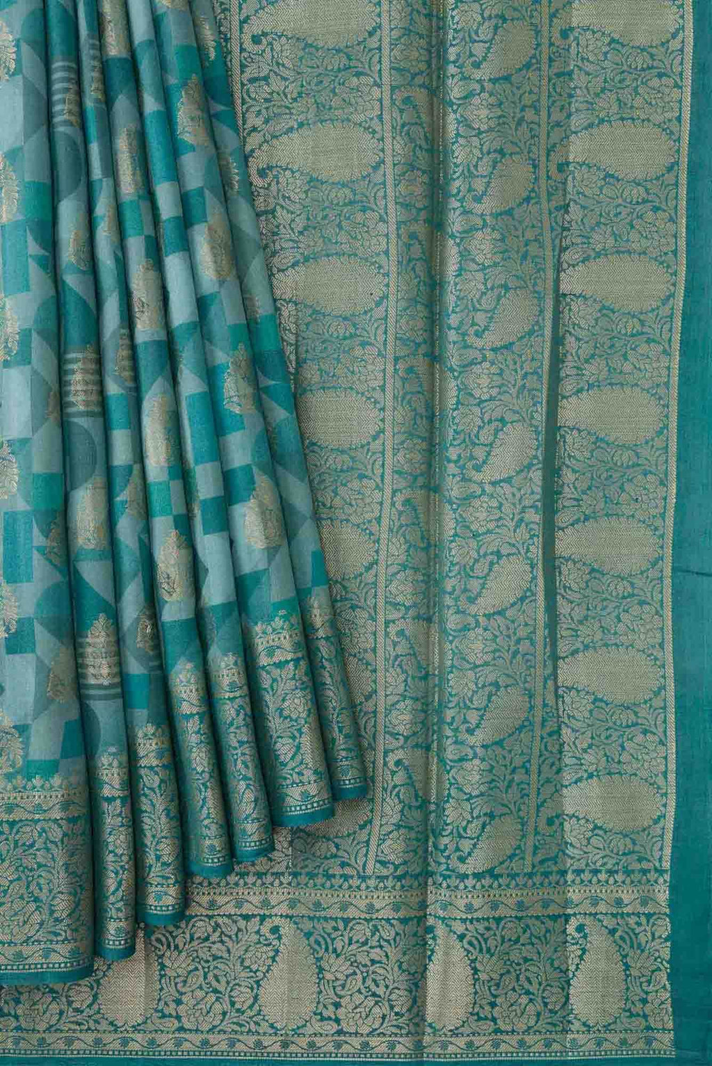 Blue Dual Tone Tussar Silk Saree