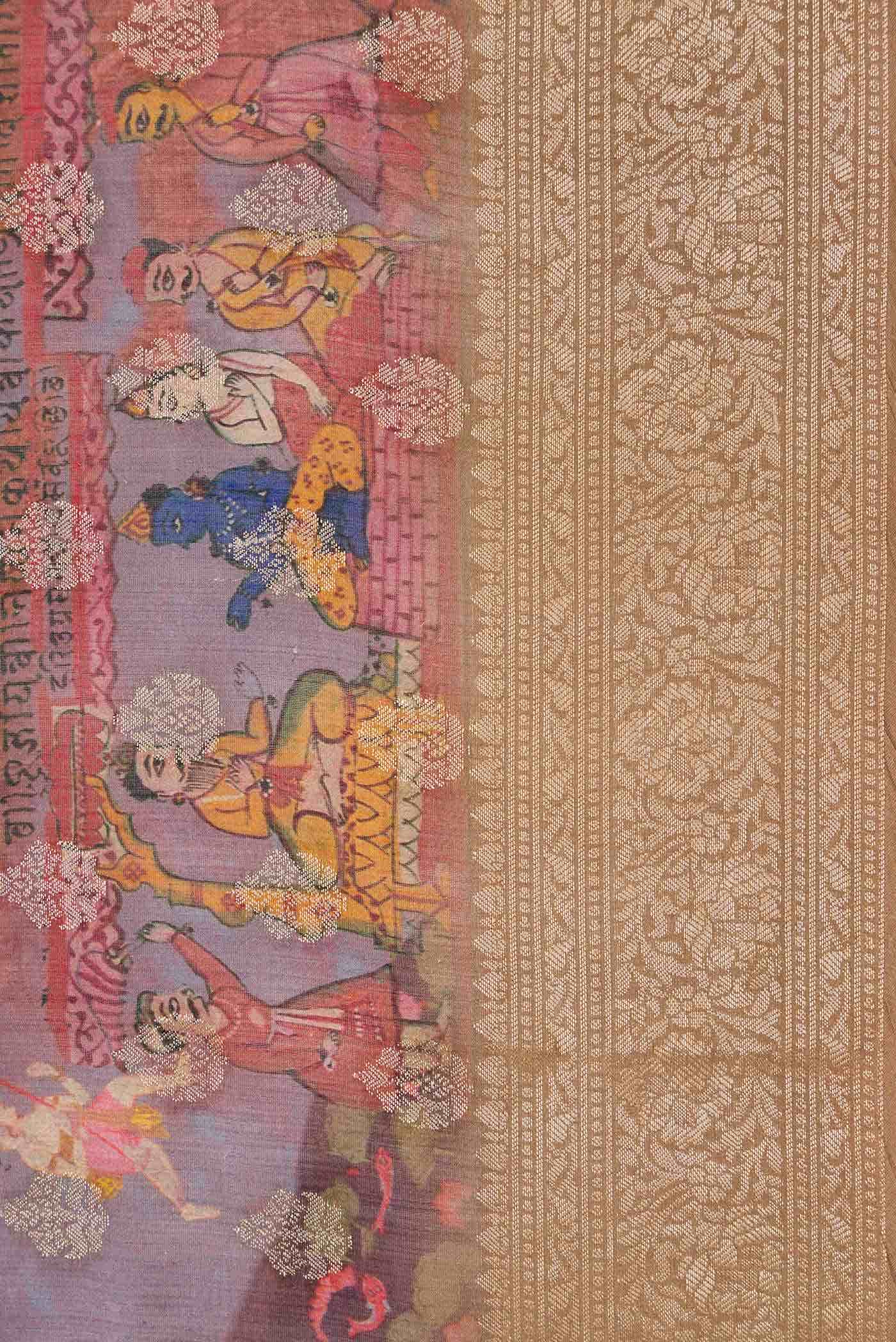 Golden Peach Dual Tone Tussar Silk Saree