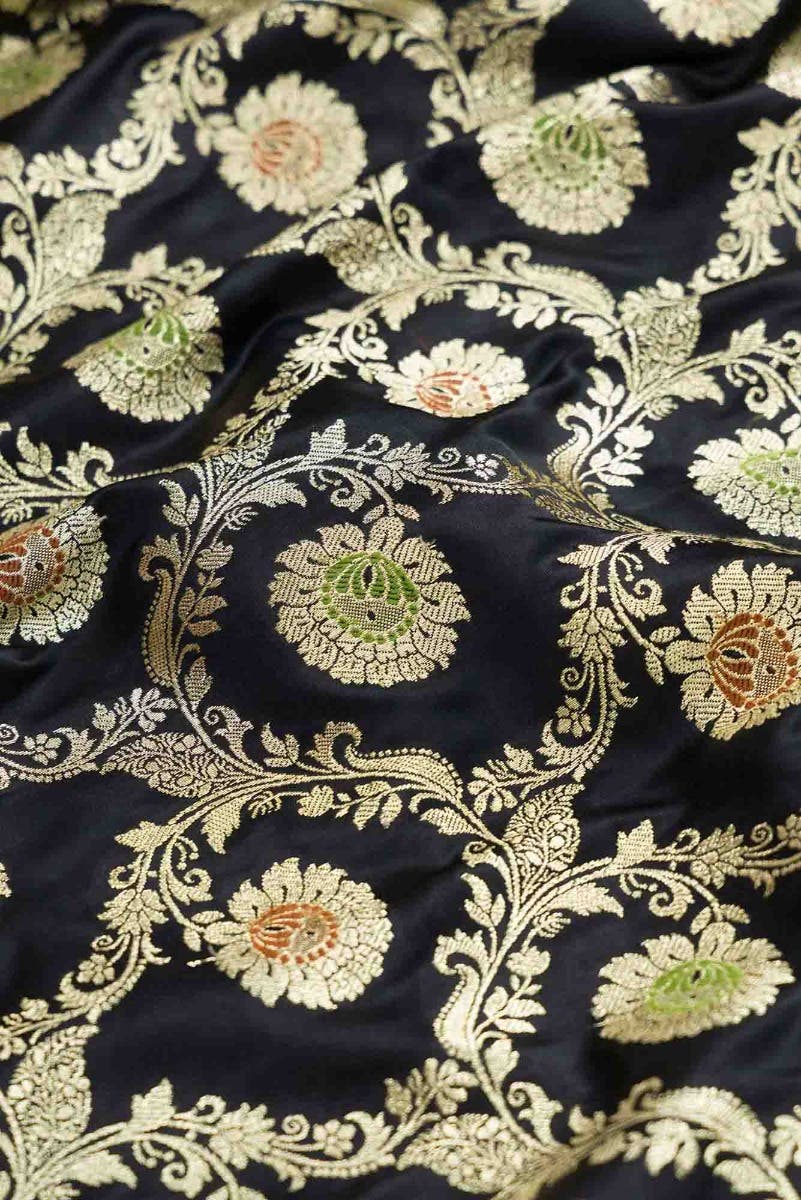 Black Dual Tone Blended Banarasi Silk Saree