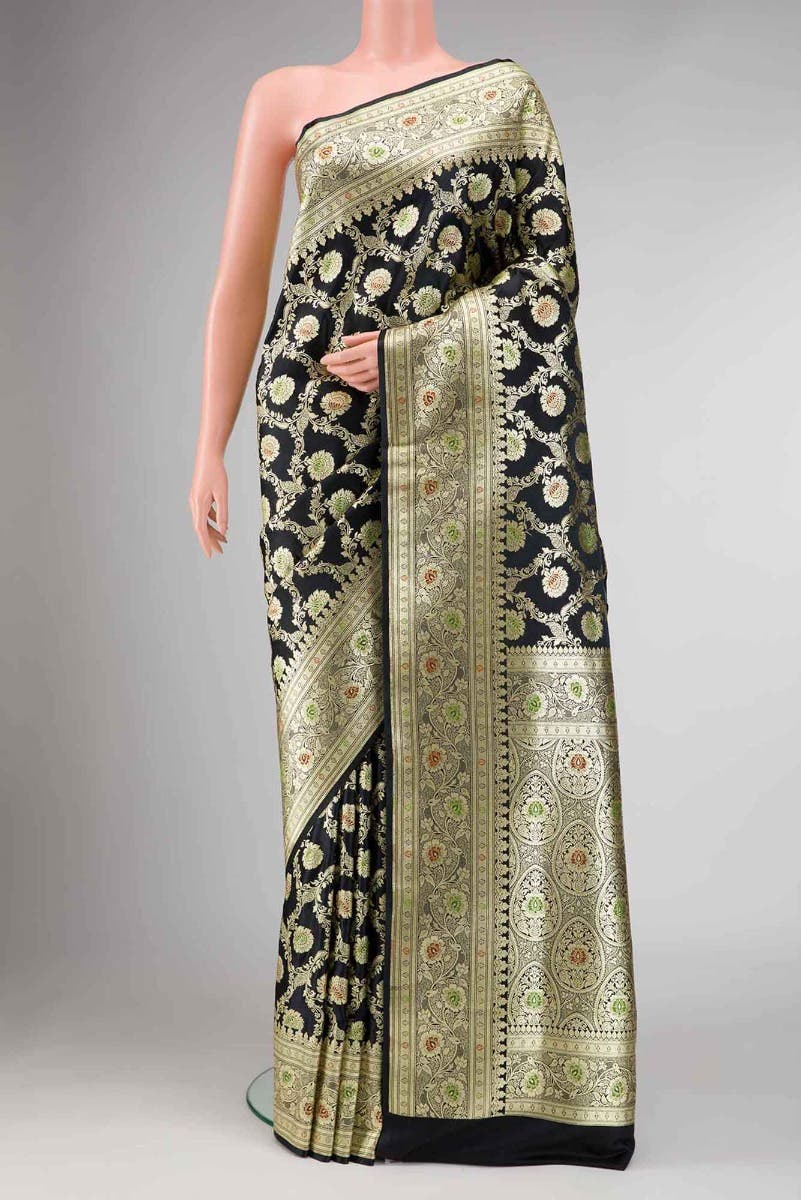 Black Dual Tone Blended Banarasi Silk Saree