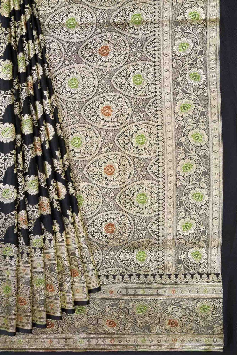 Black Dual Tone Blended Banarasi Silk Saree