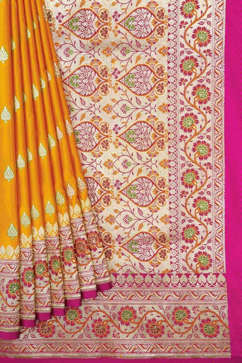 Yellow Dual Tone Blended Banarasi Silk Saree