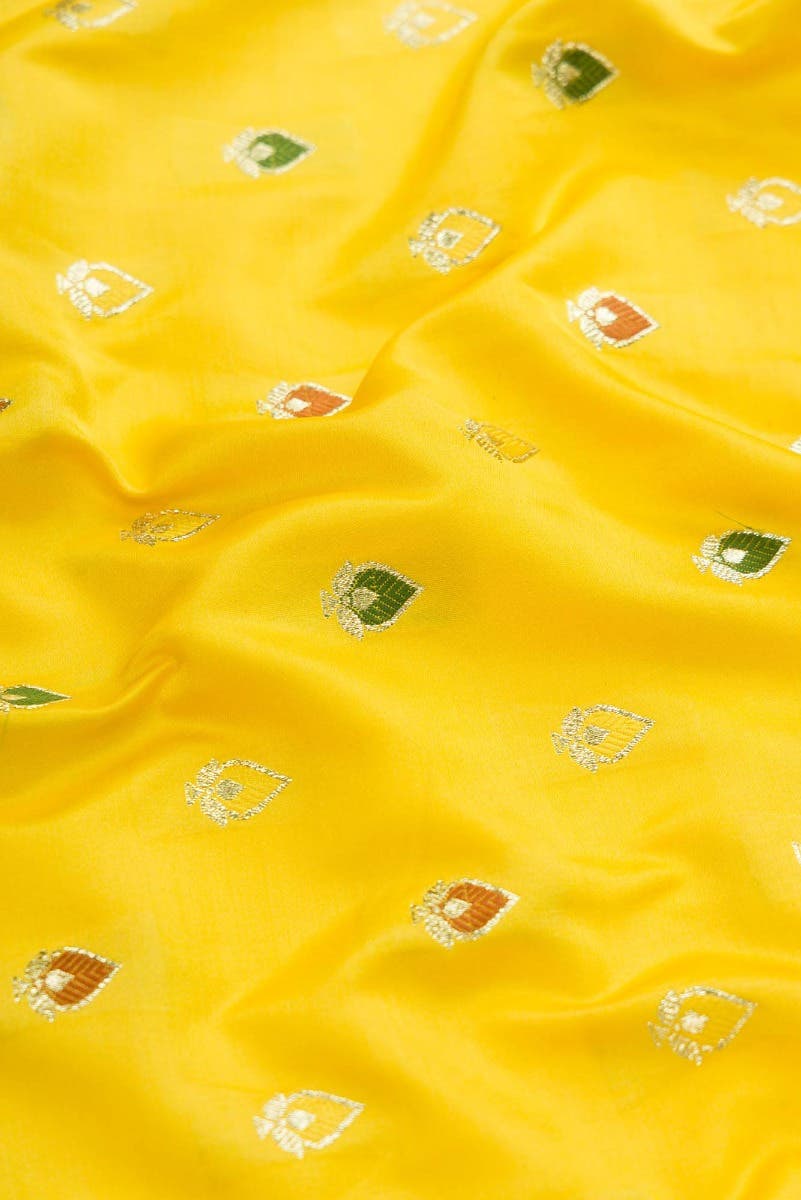 Lemon Yellow Dual Tone Blended Banarasi Silk Saree