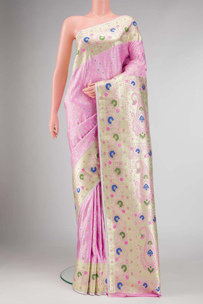 Pink Dual Tone Blended Banarasi Silk Saree