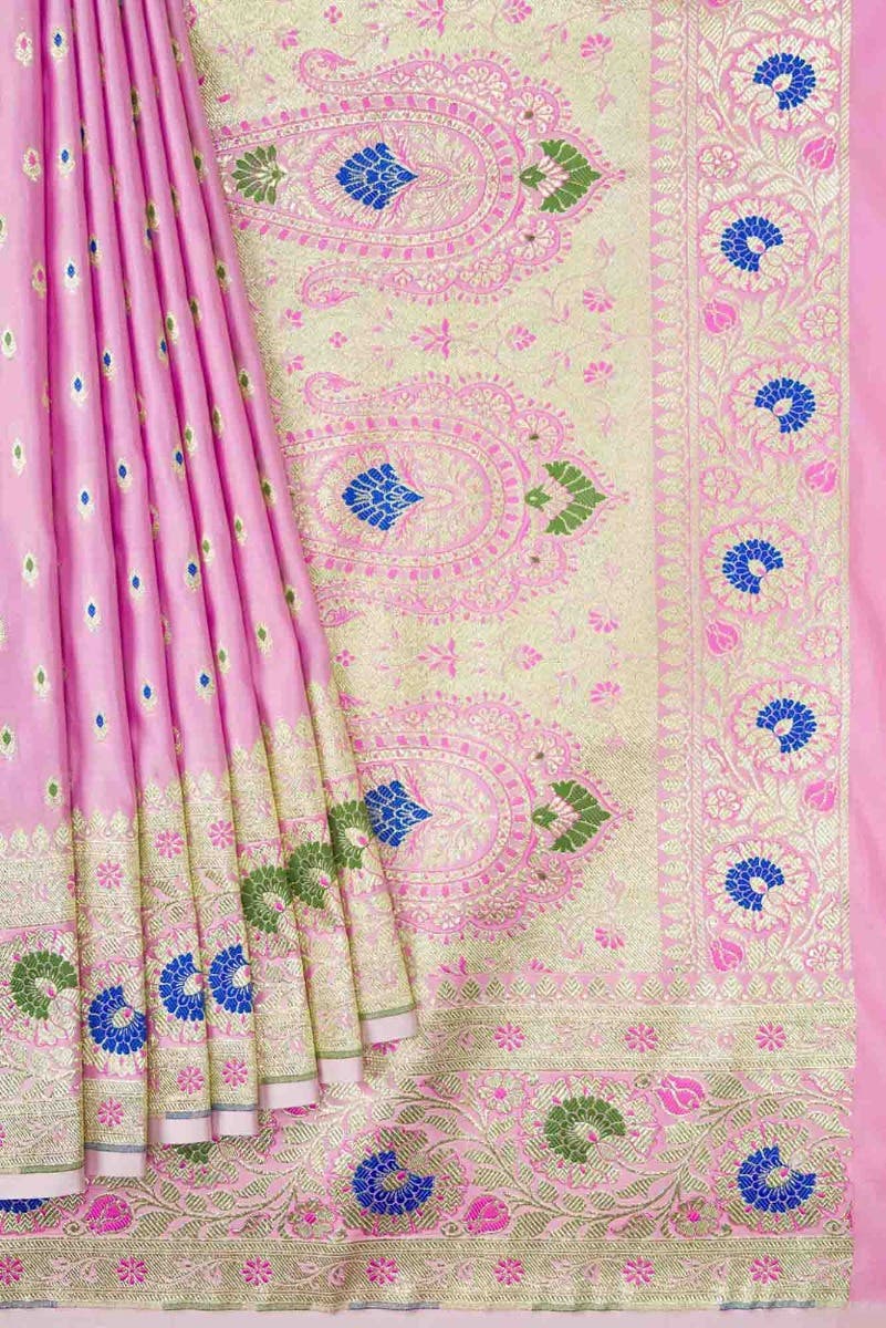 Pink Dual Tone Blended Banarasi Silk Saree