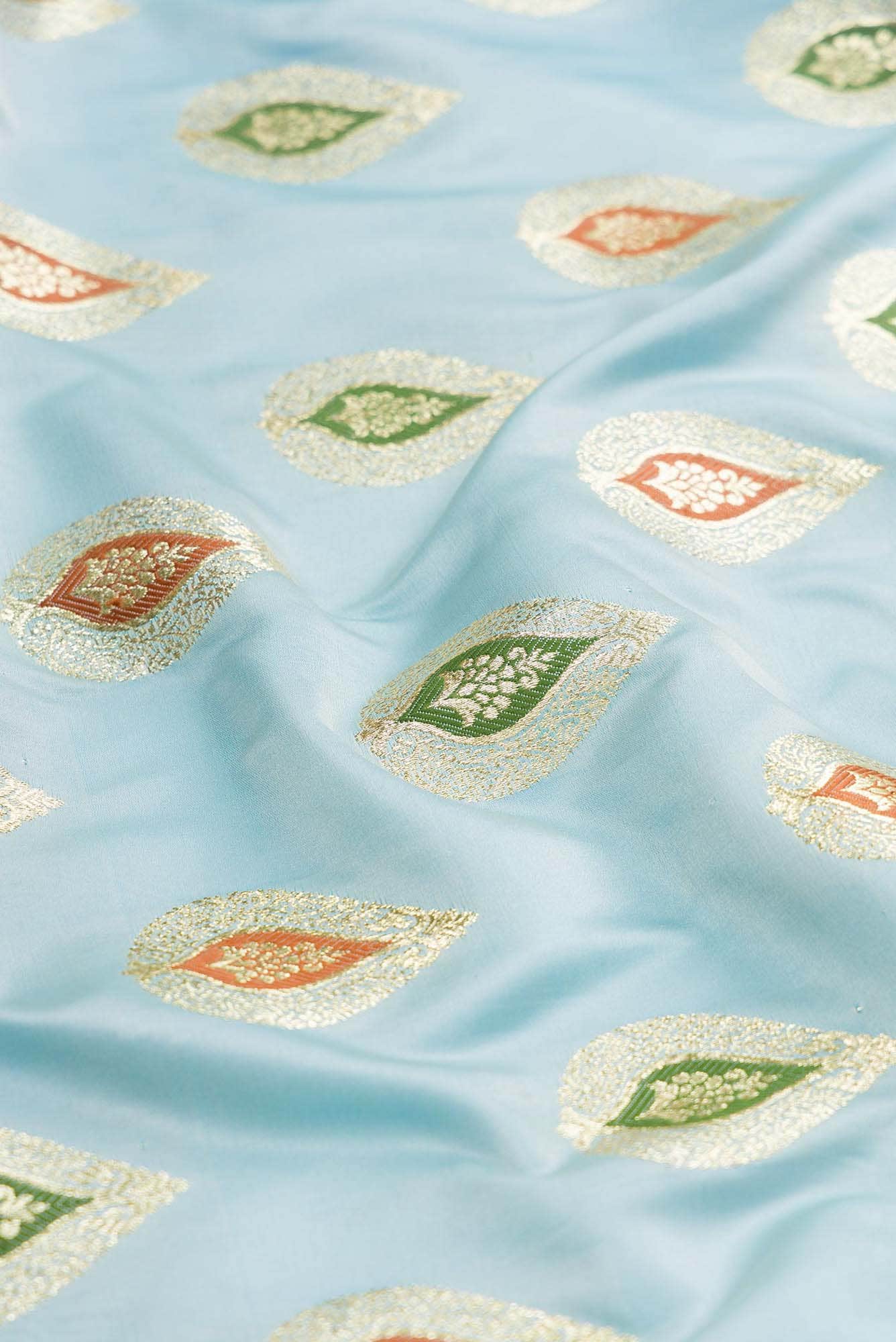 Sky Blue Dual Tone Blended Banarasi Silk Saree