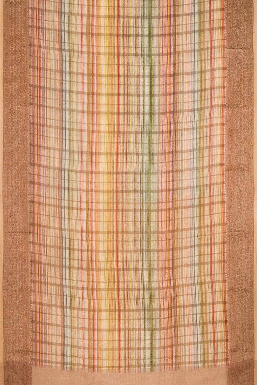 Green Yellow and Maroon Dual Tone Chanderi Silk Saree
