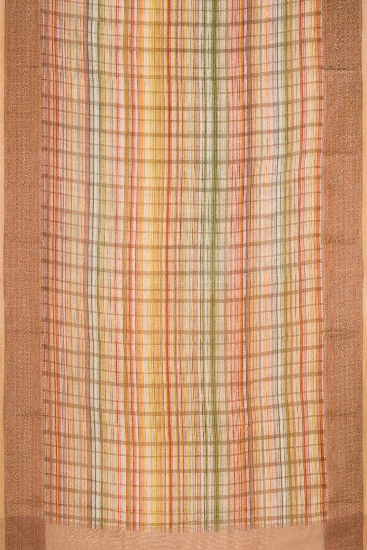 Green Yellow and Maroon Dual Tone Chanderi Silk Saree