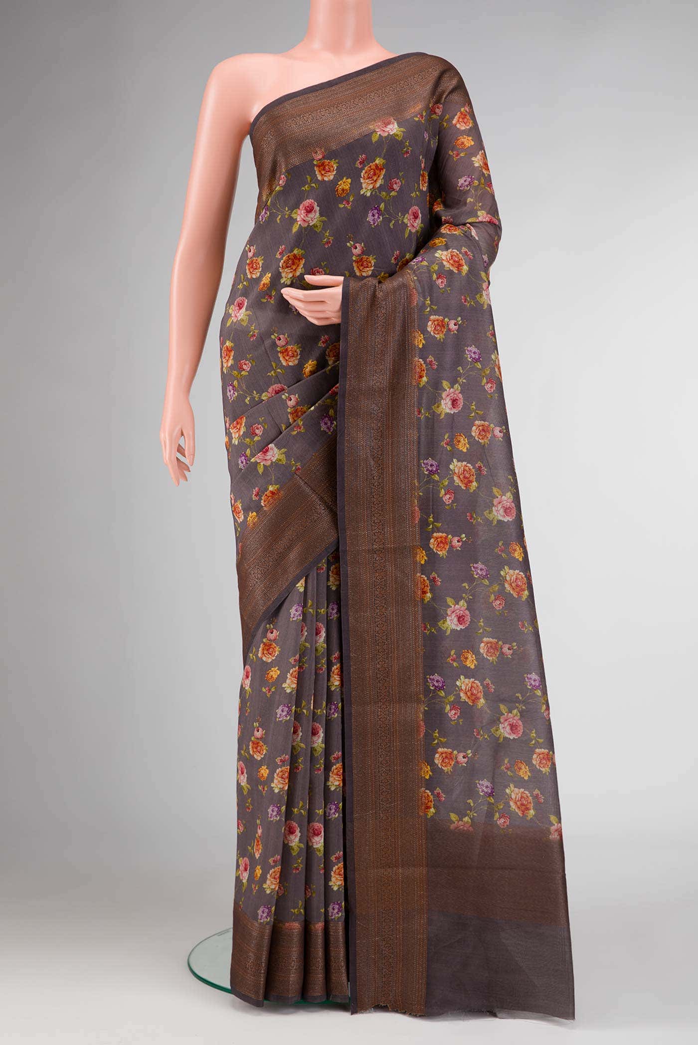 Burgundy Dual Tone Chanderi Silk Saree