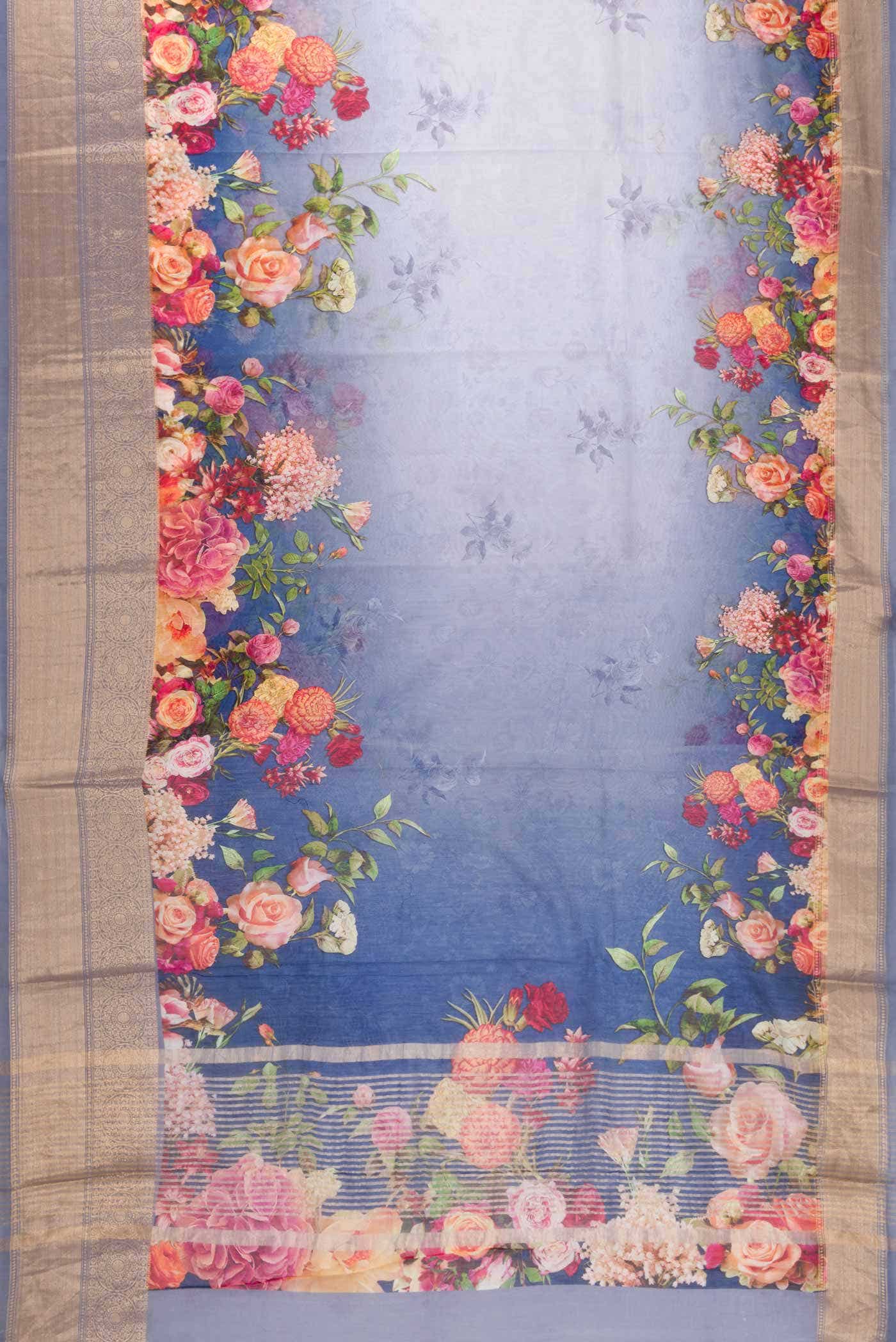 Oxford Blue Chanderi Silk Saree