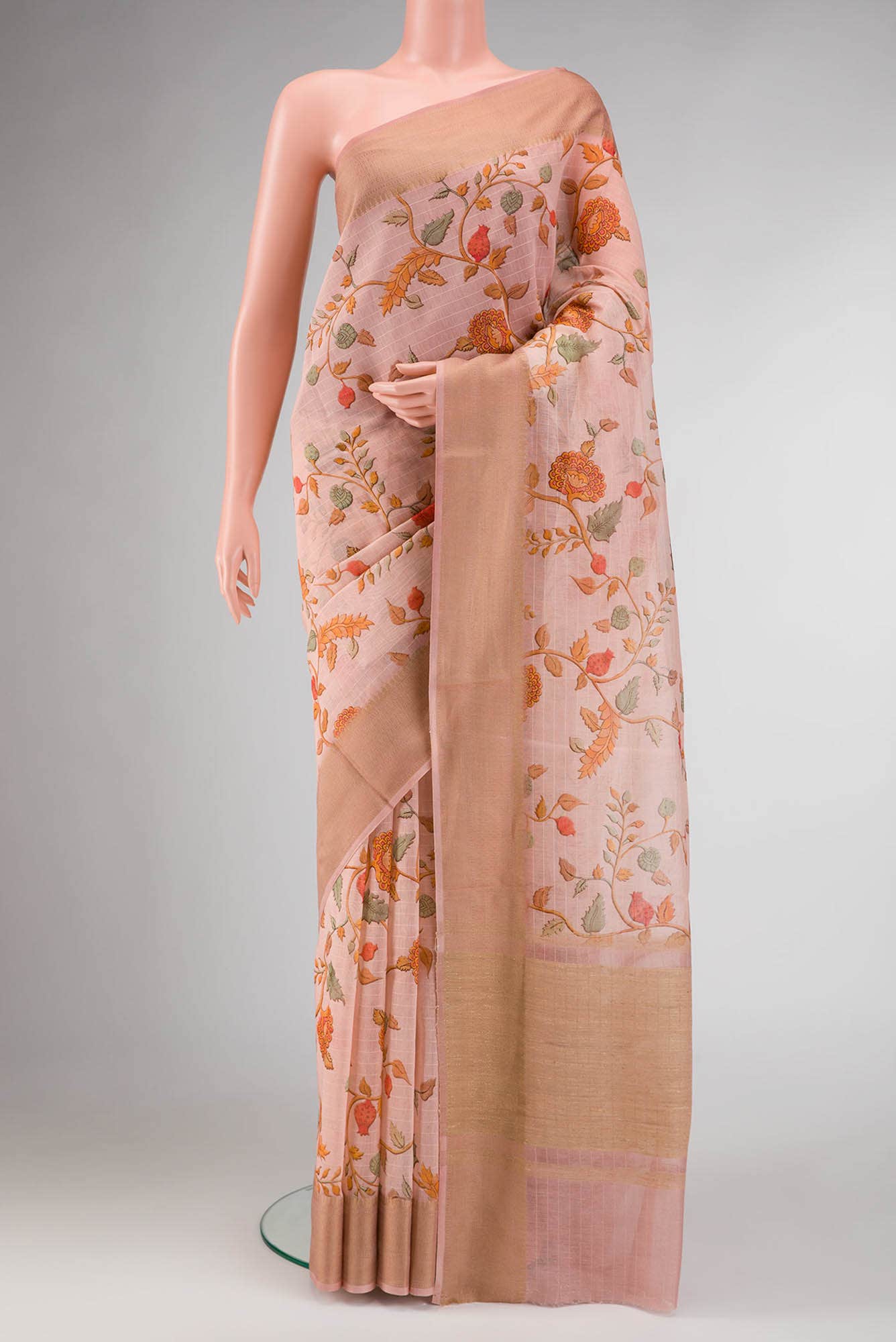 Peach Dual Tone Chanderi Silk Saree