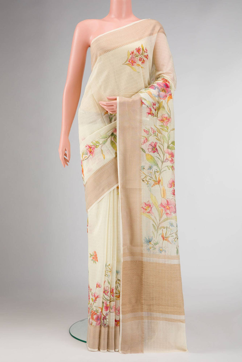 Sandal Dual Tone Chanderi Silk Saree