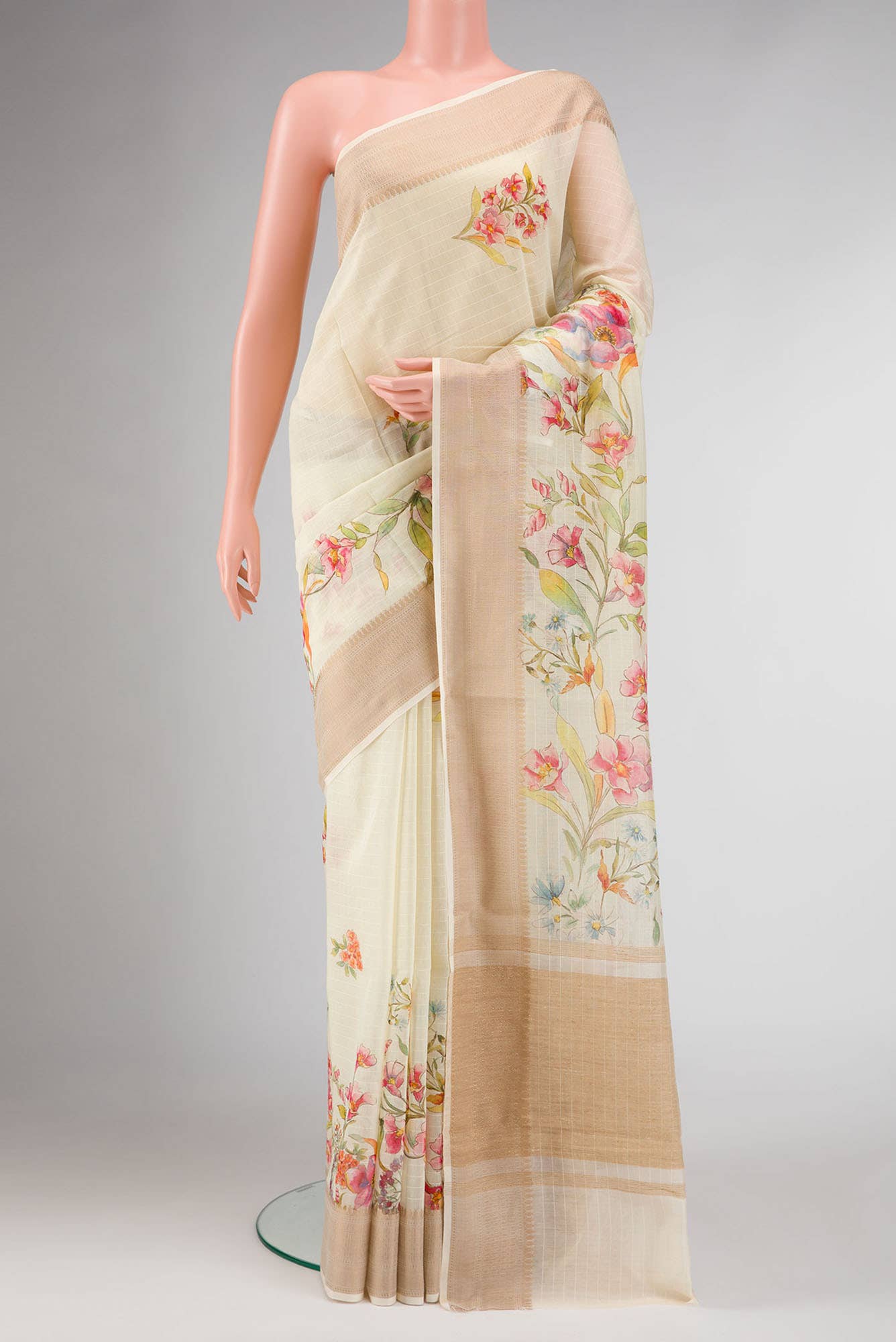 Sandal Dual Tone Chanderi Silk Saree