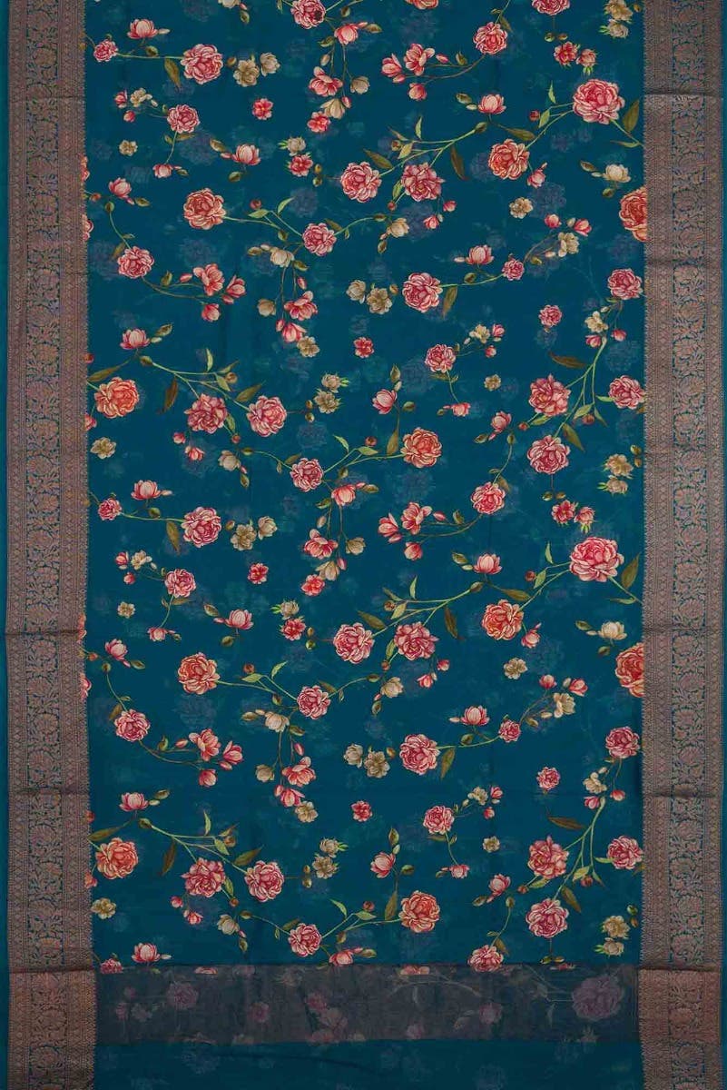 Maya Blue Dual Tone Chanderi Silk Saree
