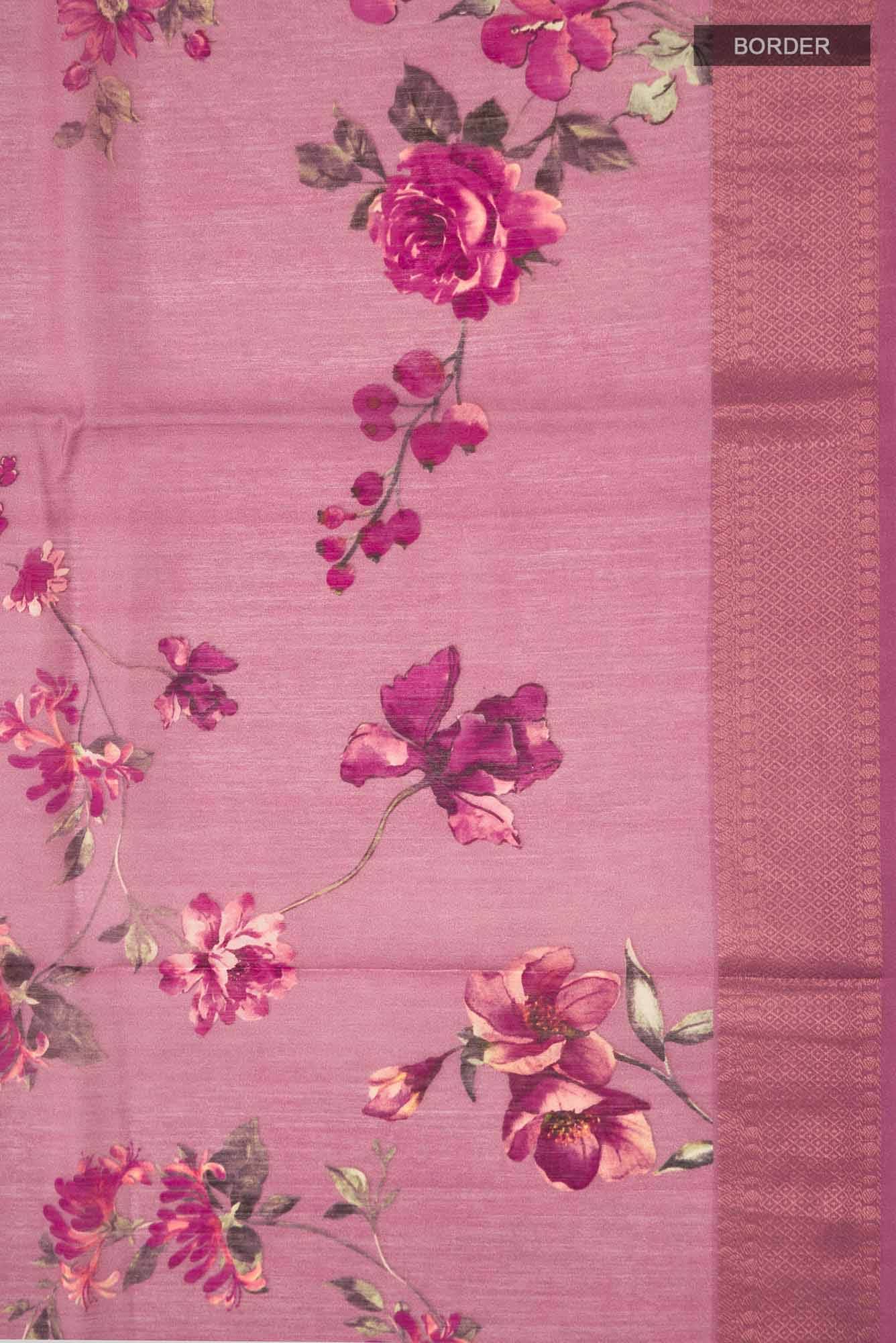 Pink Bhagalpuri Tussar Silk Saree