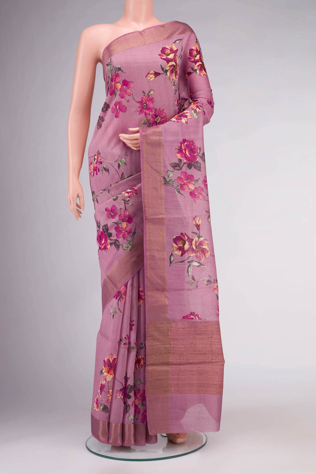 Pink Bhagalpuri Tussar Silk Saree